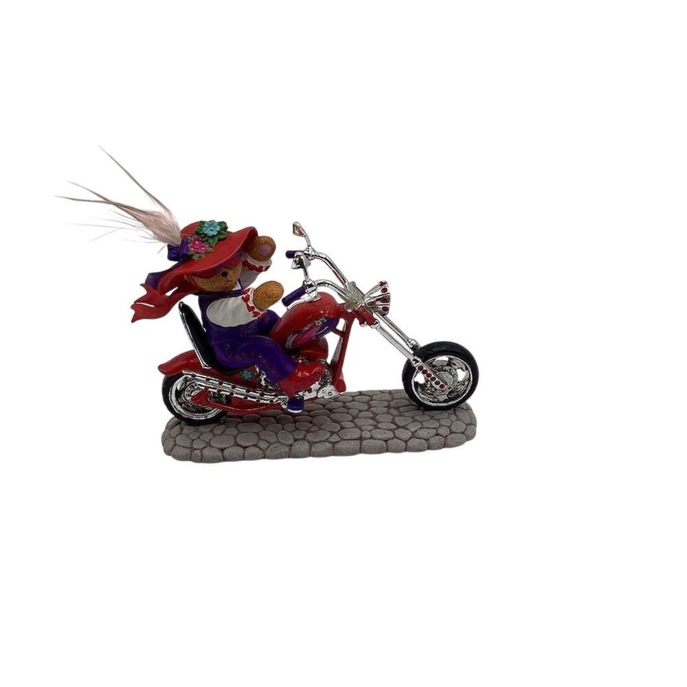 Hamilton Red Hot Mamas Riding With Hattitude Bear Figurine